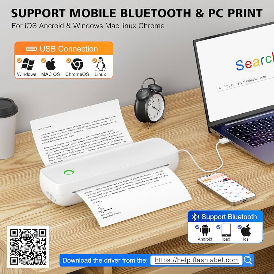 旅行用家電 miu00002 Amazon.com: MinZhi Portable Thermal Printer,Wireless Printer